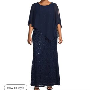 NWT Ignite Evenings Short Sleeve Round Neck Beaded Sequin Floral Lace Size 14